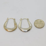 Pair of Sterling Silver Angled Huggie Hoop Earrings Vintage c1970