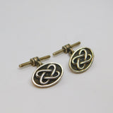 Pair Of Sterling Silver Oxidised Celtic Pattern Chain Cufflinks Vintage c1990