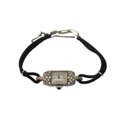 Art Deco Sterling Silver & Paste Set Ladies Cocktail Watch Antique c1920s
