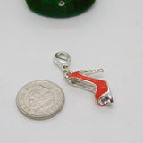 Sterling Silver Enamel High Heeled Shoe Charm Pendant Vintage c1970