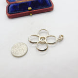 Sterling Silver Simple Flower Design Charm Pendant Vintage c1970