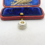 Sterling Silver and Diamond Paste Bead Charm Pendant Vintage c1970