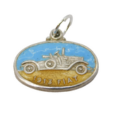 Sterling Silver Enamel 1913 Fiat Car Charm Pendant Vintage c1970