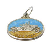Sterling Silver Enamel 1913 Fiat Car Charm Pendant Vintage c1970