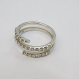 Sterling Silver Multi-Stone Diamond Wrap Around Dress Ring Vintage c1990 Size S