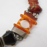 Victorian Scottish Sterling Silver, Agate & Granite Panel Bracelet Antique c1860