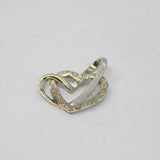 Sterling Silver Textured Entwined Hearts Modern Charm Pendant Vintage c2000