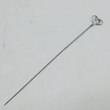 Edwardian Sterling Silver Twisted Heart Form Hat Pin Antique 1908 Birmingham