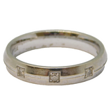 9ct White Gold & Three-Stone Brilliant Cut Diamond Set Band Ring Vintage London