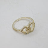 Sterling Silver White Topaz Interlinked Shapes Dress Ring Vintage c1990 Size K