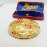 Signed Japanese Satsuma Pottery Buckle Vintage c1930 Art Deco