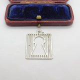 Sterling Silver Door Lock Charm Pendant Vintage c1970