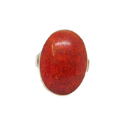 Sterling Silver Chunky Oval Red Jasper Statement Ring Vintage c1970 Size N 1/2