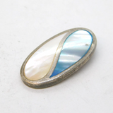 Sterling Silver Two-Tone Mother of Pearl Charm Pendant Vintage c1970s