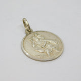 Sterling Silver Matte Double-Sided St Christopher Travel Pendant Vintage c1950s