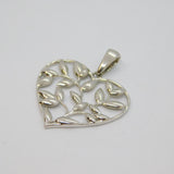 Sterling Silver Trailing Leaves Pattern Heart Charm Pendant Contemporary c2000s