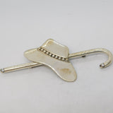 Large Sterling Silver Walking Stick & Hat Statement Brooch Vintage 1985 London