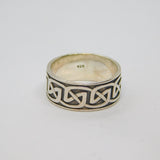 Sterling Silver Celtic Pattern Wedding Band Ring Vintage c1970 Size O
