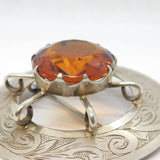19th Century Large Scottish Silver Plated Citrine Set Kilt Brooch Antique