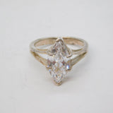 Sterling Silver Marquise Cut Spinel Solitaire Ring Vintage c1970 Size L 1/2 UK