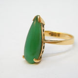 20th Century 10ct Yellow Gold & Carved Jade Set Dress Ring Vintage c1950s