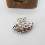 Sterling Silver Junk Ship Charm Pendant Vintage c1970