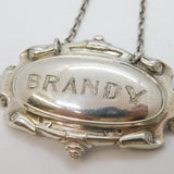 19th Century Victorian Silver Plated Brandy Decanter Label Antique c1880s