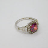 Sterling Silver Multi-Stone Pink & Clear CZ Cocktail Ring Modern c1990 Size M