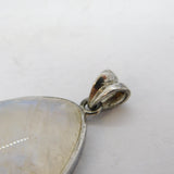 Sterling Silver Mounted Large Cabochon Moonstone Drop Pendant Vintage c1980