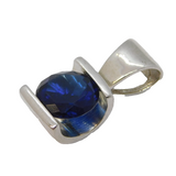 Sterling Silver Blue Paste Stone Set Drop Charm Pendant Vintage c1970s