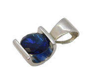 Sterling Silver Blue Paste Stone Set Drop Charm Pendant Vintage c1970s