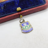 Sterling Silver & Enamel Sheffield Shield Charm Pendant Vintage c1970