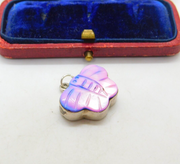 Sterling Silver & Dyed Mother Of Pearl Butterfly Charm Pendant Vintage c1970