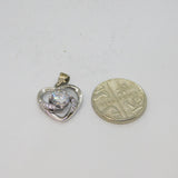 Sterling Silver CZ Set Stylised Open Heart Charm Pendant Vintage c2000