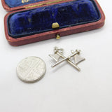 Sterling Silver Crossed Battle Axe Charm Pendant Vintage c1970