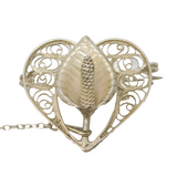20th Century Sterling Silver Filigree Flower Brooch Antique c1930s Art Deco