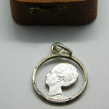Sterling Silver 25 Cents Coin Cut Out Charm Pendant 1928