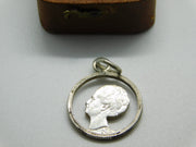 Sterling Silver 25 Cents Coin Cut Out Charm Pendant 1928