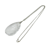 Victorian Sterling Silver Carved Rock Crystal Drop Pendant Necklace Antique