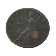 King George II Copper Halfpenny Coin Antique 1748 Fine Condition