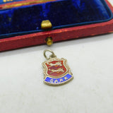 Sterling Silver and Enamel Sark Traveller Shield Charm Pendant Vintage c1970