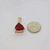 Sterling Silver Faceted Garnet Triangle Form Charm Pendant Modern c1990s