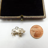 Sterling Silver Little Farmyard Oxen Charm Pendant Vintage c1970