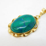 14ct Yellow Gold Mounted Cabochon-Cut Turquoise Drop Pendant Vintage