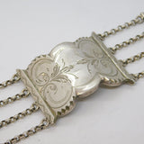 19th Century Dutch Sterling Silver Floral Pattern Panel Bracelet Antique 1894