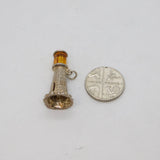 Sterling Silver Lighthouse With Orange Crystal Charm Pendant Vintage c1970s