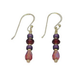 Pair of Sterling Silver Purple Mixed Glass Bead Drop Earrings Contemporary c2010