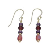 Pair of Sterling Silver Purple Mixed Glass Bead Drop Earrings Contemporary c2010