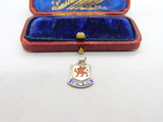 Sterling Silver and Enamel Cymru Wales Travel Shield Charm Pendant Vintage c1970