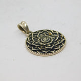 Sterling Silver Oxidised Mandala Style Round Disc Pendant Vintage c1970s